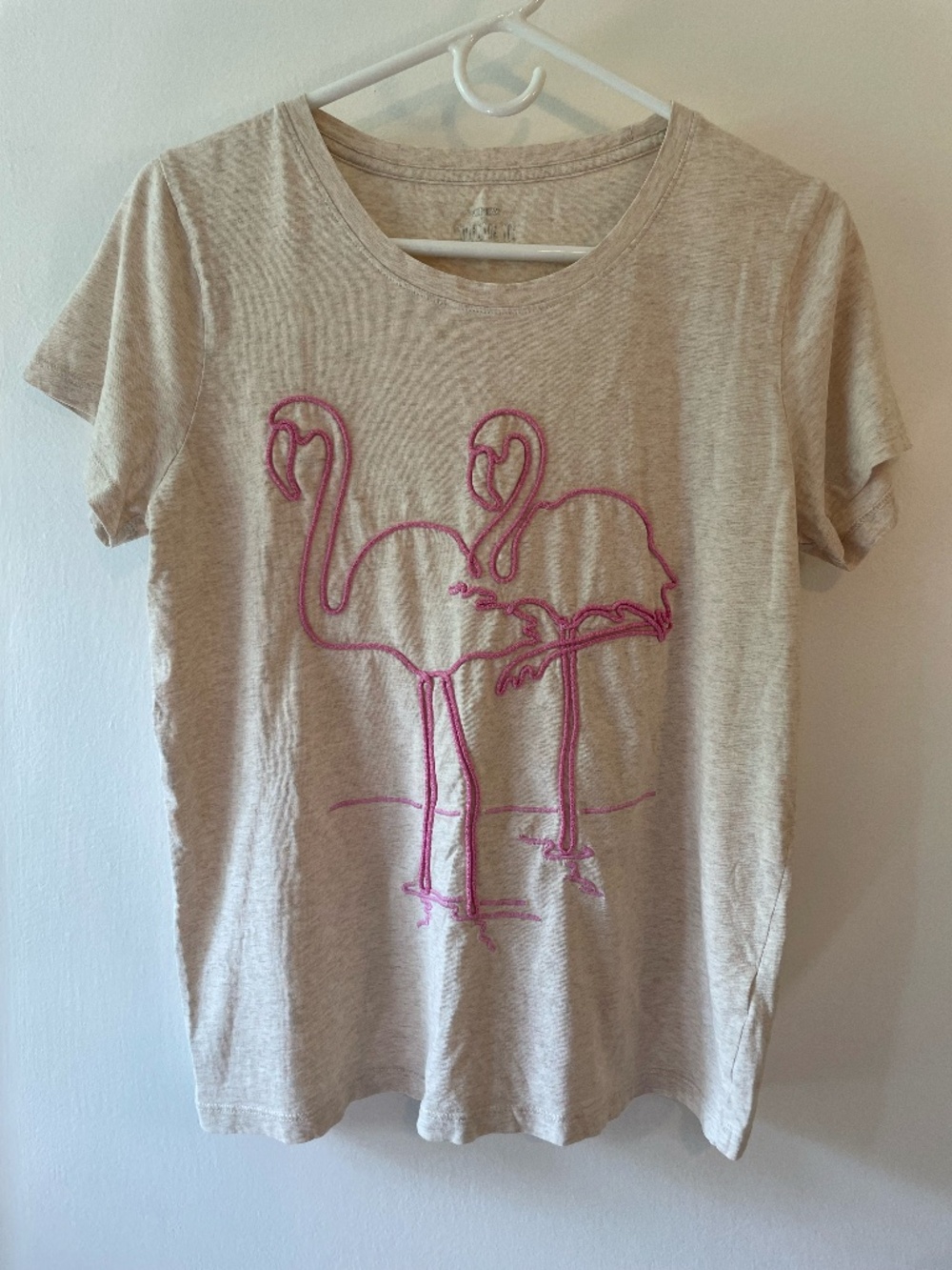J. Crew embroidered flamingos collector tee size M